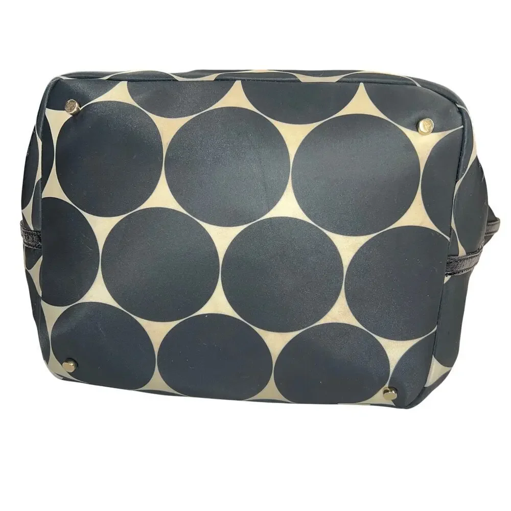 Kate Spade Deborah Dot Nylon Tote Satchel Handbag Black Cream Polka Dot